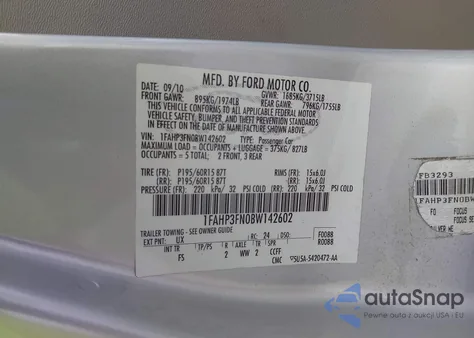 2011 Ford Focus Se z USA, uszkodzony, nr VIN 1FAHP3FN0BW142602